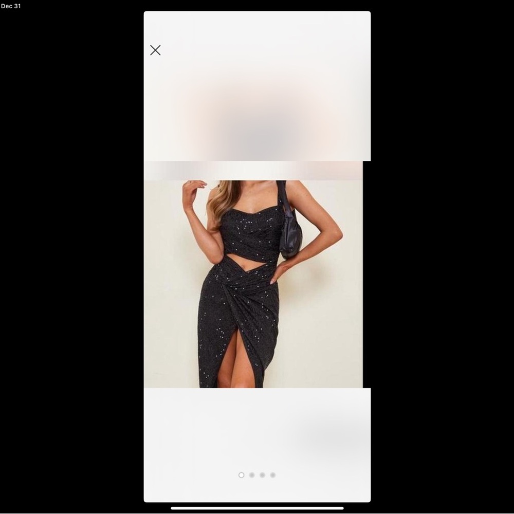Black sequin cut out dress Pretty Little Thing